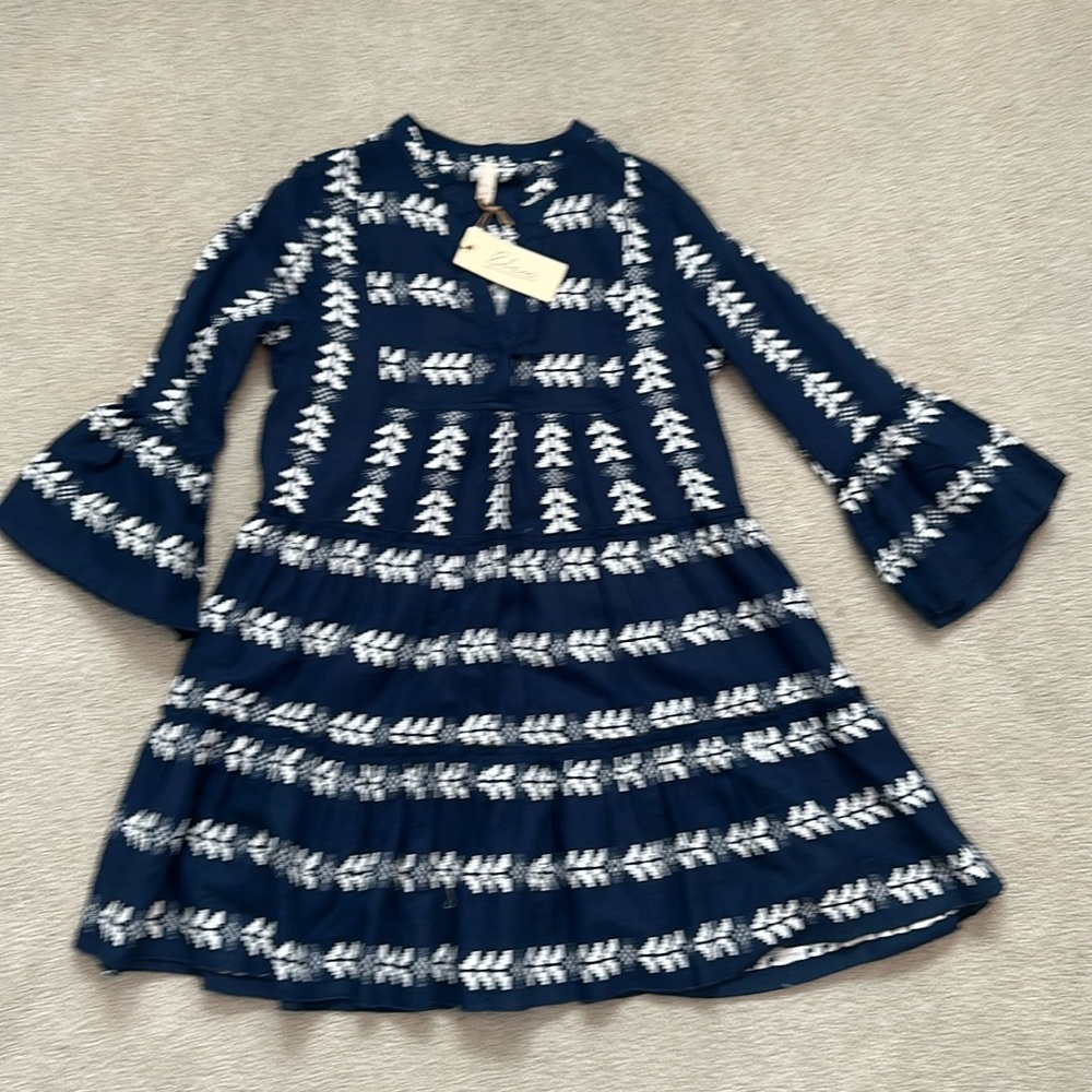 Elan Aztec Tiered Dress Size Small